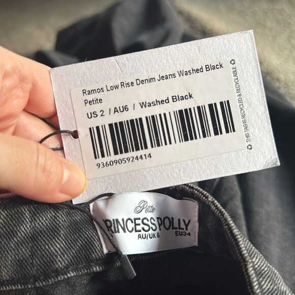 NWT Princess Polly Ramos Low Rise Denim Jeans Black 2 - Picture 8 of 8